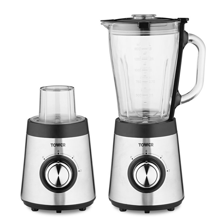 Tower T12073 DuraGlass Jug Blender with Grinder Attachment, 500W